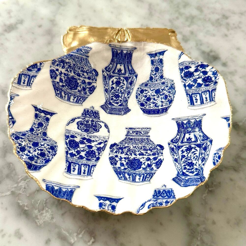Chinoiserie Blue Vase & Ginger Jar Trinket Dish & Ring Holder I Vintage Gift - Picture 3 of 5